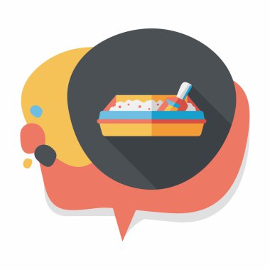 Evde beslenen hayvan kedi çöp kutusu düz simgesiyle uzun gölge, eps10