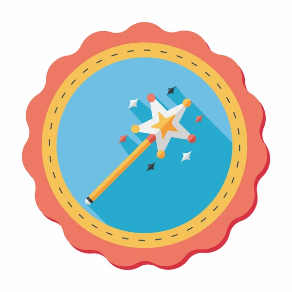 Magic wand flat icon with long shadow, eps10 — стоковый вектор