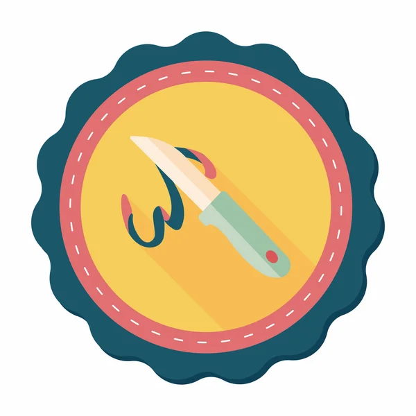 Utensilios de cocina cuchillo de frutas icono plano con sombra larga, eps10 — Vector de stock