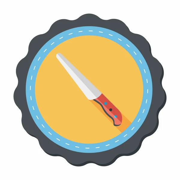 Naczynia kuchenne nóż płaski ikona z długim cieniem, eps10 — Wektor stockowy