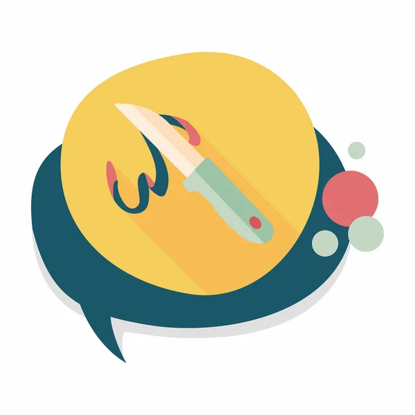 Utensilios de cocina cuchillo de frutas icono plano con sombra larga, eps10 — Vector de stock