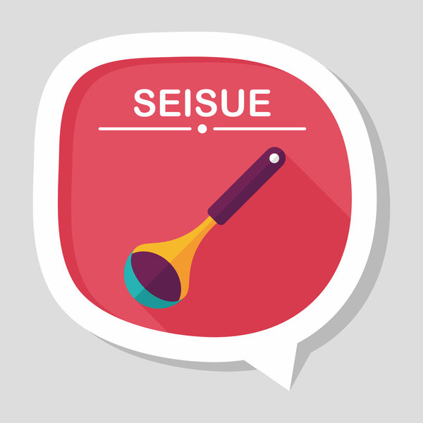 kitchenware spoon flat icon with long shadow,eps10