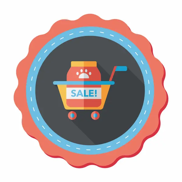 Pet sale shopping flat icon with long shadow,eps10 — Stock Vector