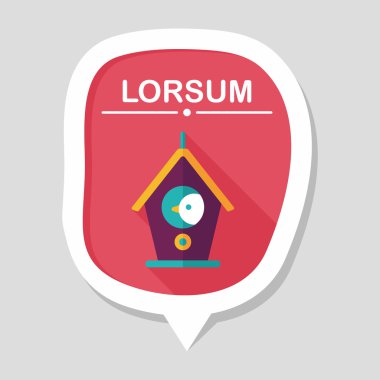 Evde beslenen hayvan kuş evi düz simgesi ile uzun gölge, eps10