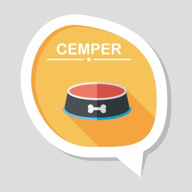 Uzun Gölge, eps10 ile evde beslenen hayvan köpek kase düz simgesi