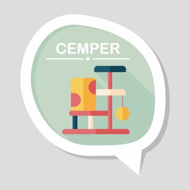 Evde beslenen hayvan kedi ağaç uzun gölge, eps10 düz simgesiyle