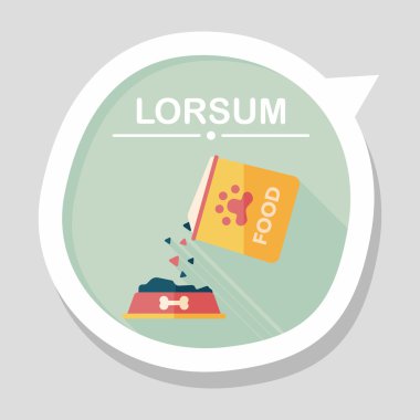 Uzun Gölge, eps10 ile evde beslenen hayvan köpek gıda düz simgesi