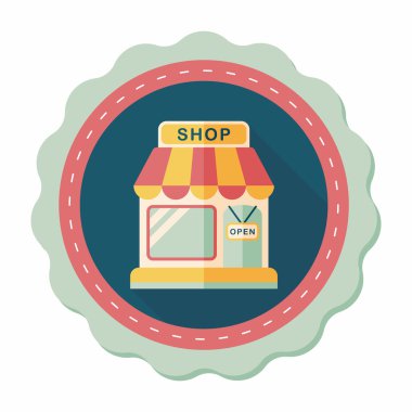 Uzun Gölge, eps10 ile alışveriş mağazası düz simgesi