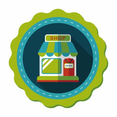 Uzun Gölge, eps10 ile alışveriş mağazası düz simgesi