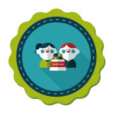 Sevgililer alışveriş uzun gölge, eps10 düz simgesiyle