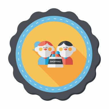 Sevgililer alışveriş uzun gölge, eps10 düz simgesiyle