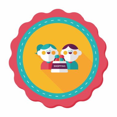 Sevgililer alışveriş uzun gölge, eps10 düz simgesiyle