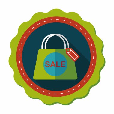 kağıt çanta düz simgesi uzun gölge, eps1 ile alışveriş