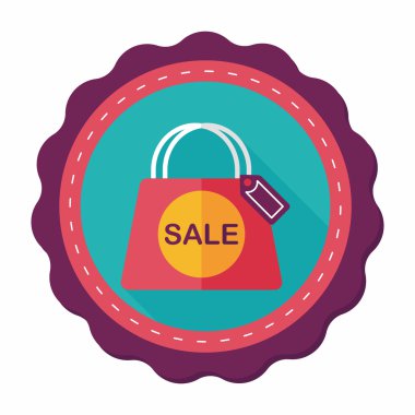 kağıt çanta düz simgesi uzun gölge, eps1 ile alışveriş