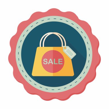 kağıt çanta düz simgesi uzun gölge, eps1 ile alışveriş