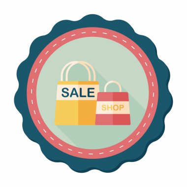 kağıt çanta düz simgesi uzun gölge, eps10 ile alışveriş