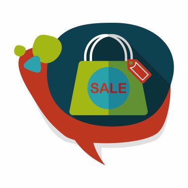 kağıt çanta düz simgesi uzun gölge, eps1 ile alışveriş