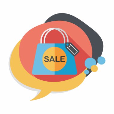 kağıt çanta düz simgesi uzun gölge, eps1 ile alışveriş