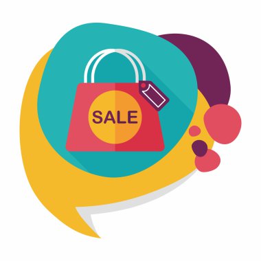 kağıt çanta düz simgesi uzun gölge, eps1 ile alışveriş