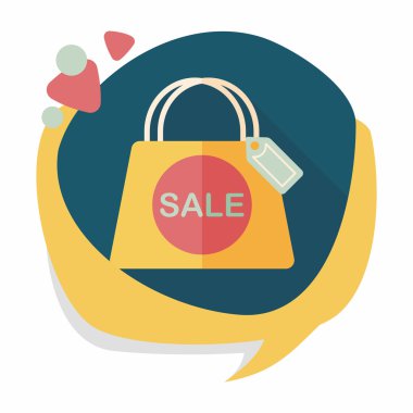 kağıt çanta düz simgesi uzun gölge, eps1 ile alışveriş