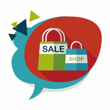 kağıt çanta düz simgesi uzun gölge, eps10 ile alışveriş