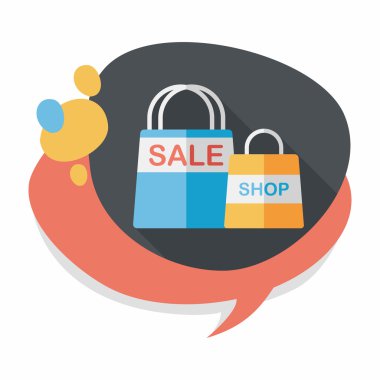 kağıt çanta düz simgesi uzun gölge, eps10 ile alışveriş