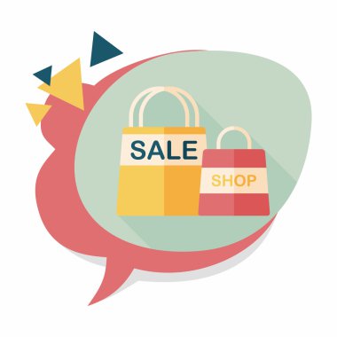 kağıt çanta düz simgesi uzun gölge, eps10 ile alışveriş