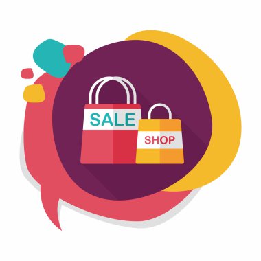 kağıt çanta düz simgesi uzun gölge, eps10 ile alışveriş