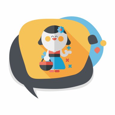 düğün çiçeği kız düz ikon, uzun gölge, eps10