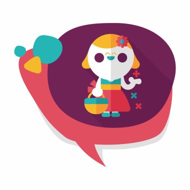 düğün çiçeği kız düz ikon, uzun gölge, eps10