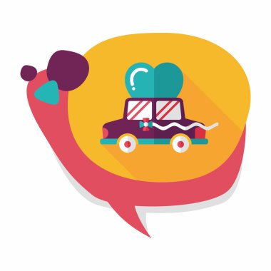 Düğün araba düz simgesi ile uzun gölge, eps10