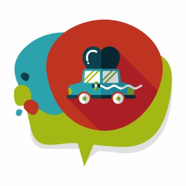 Düğün araba düz simgesi ile uzun gölge, eps10