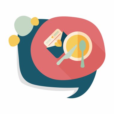 düğün davetiyesi ve bulaşık takımı düz simgesi, uzun gölge, eps10