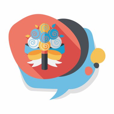 çiçek buketi düz simgesi ile uzun gölge, eps10 düğün