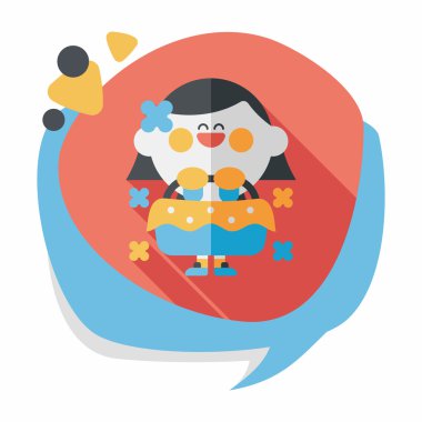 düğün çiçeği kız düz ikon, uzun gölge, eps10