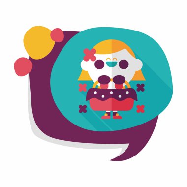 düğün çiçeği kız düz ikon, uzun gölge, eps10