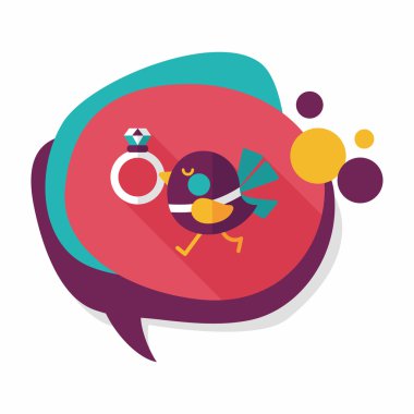 kuş uzun gölge, eps10 ile elmas yüzük düz simgesi ile düğün