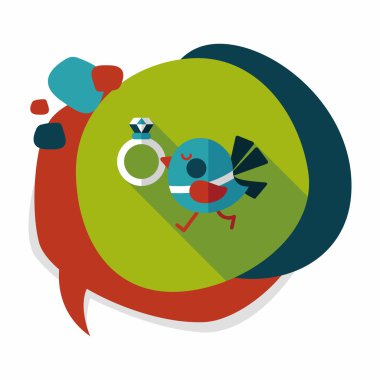 kuş uzun gölge, eps10 ile elmas yüzük düz simgesi ile düğün