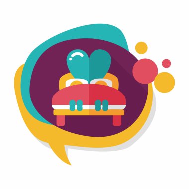 Düğün çifti yatak düz ikonu, uzun gölge, eps10