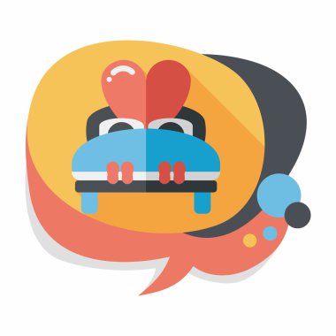 Düğün çifti yatak düz ikonu, uzun gölge, eps10