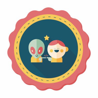 Alan yabancı ve çocuk dostluk düz simgesiyle uzun gölge, eps10