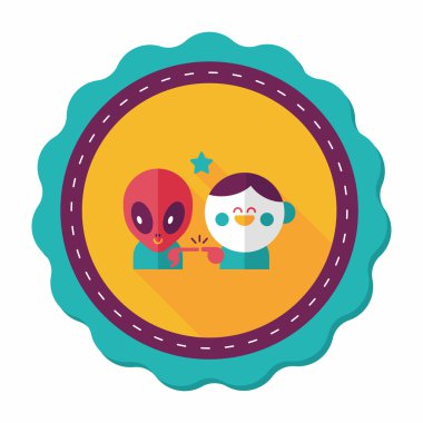 Alan yabancı ve çocuk dostluk düz simgesiyle uzun gölge, eps10