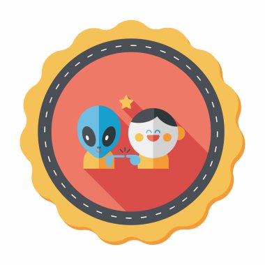 Alan yabancı ve çocuk dostluk düz simgesiyle uzun gölge, eps10