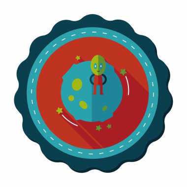 Uzay gezegen ve yabancı uzun gölge, eps10 düz simgesi