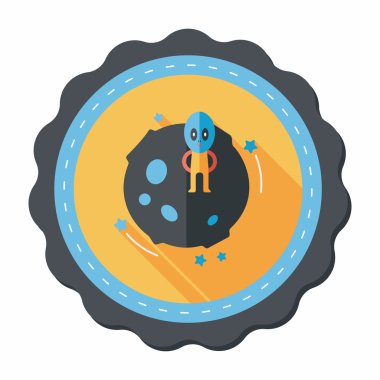 Uzay gezegen ve yabancı uzun gölge, eps10 düz simgesi