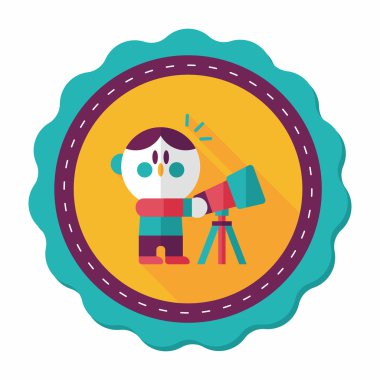 Alan çocuk ve teleskop uzun gölge, eps10 düz simgesi