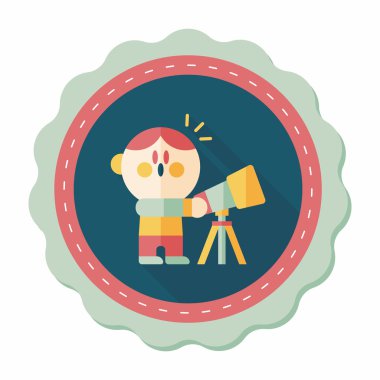 Alan çocuk ve teleskop uzun gölge, eps10 düz simgesi