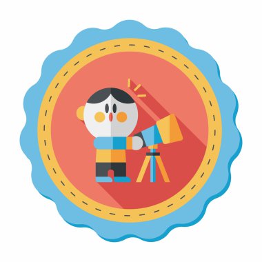 Alan çocuk ve teleskop uzun gölge, eps10 düz simgesi