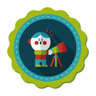 Alan çocuk ve teleskop uzun gölge, eps10 düz simgesi