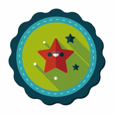 Uzay yıldız düz simgesi ile uzun gölge, eps10